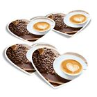 4x Herz Aufkleber - Kaffeebohnen Latte Cafe Shop #14533