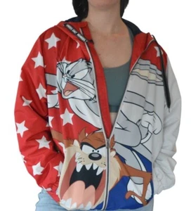 Members Only Looney Tunes Windbreaker Jacket Size Men L Bugs Bunny Taz - Picture 1 of 11