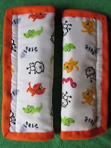 Lightly padded, Zoo Animals, Car Seat Belt Cover Pads. X2