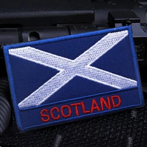 BANDERA DEL PAÍS ESCOCÉS ESCOCÉS BORDADO BANDERA DEL MUNDO GANCHO BUCLE PARCHE INSIGNIA AZUL - Imagen 1 de 5