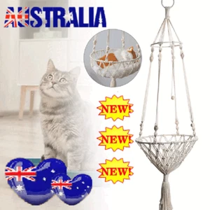 30cm Pet Sleeping Bed Cat Hammock Boho Style Macrame Kitty Hanging Swing Bed NJ - Picture 1 of 12