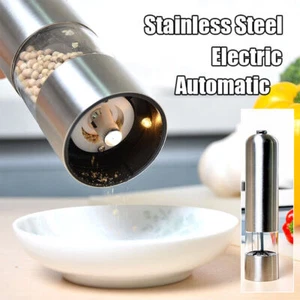 Electric LED Salt Pepper Mill Stainless Steel Salt Pepper Grinder with Automatic - Picture 1 of 12