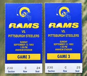 1993 Los Angeles Rams Ticket Stubs v Steelers. Jerome Bettis First NFL Touchdown - Picture 1 of 3