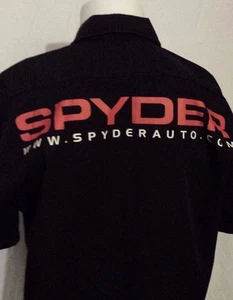 Spyder Auto Black Short Sleeve Button Front Mechanic Shirt Size Men's Medium - Picture 1 of 5