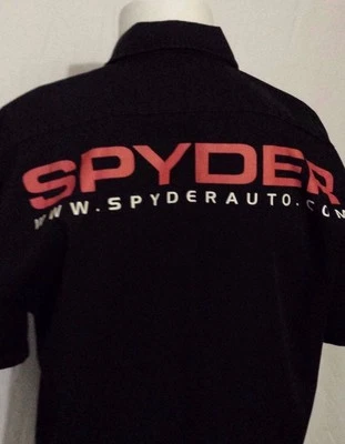 Spyder Auto Black Short Sleeve Button Front Mechanic Shirt Size Men's Medium — 第 1/4 张图片