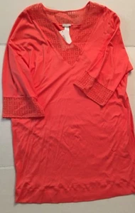 HANRO MATHILDE 3/4 SLEEVE NIGHTGOWN SLEEPSHIRT NWT 6172 CORAL SWIM COVERUP Sz S - Picture 1 of 6