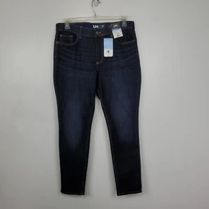 Lee Ultra Soft Waistband Regular Fit Skinny Mid Rise Dark Wash Jeans NEW Sz 14M - Picture 1 of 13