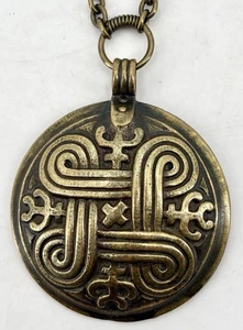Vintage KALEVALA KORU ST JOHN'S ARMS BRONZE PENDANT & CHAIN Finnish - Picture 1 of 10