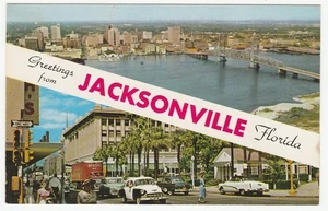 Vintage Postkarte Grüße von Jacksonville Florida Downtown Bridge 1960er - Bild 1 von 2