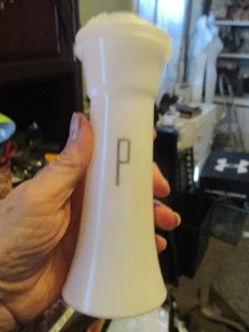 Vintage Tupperware Hourglass Pepper Shaker 6 Inch GOLD Lettering Flip Lid - Picture 1 of 2