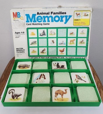Vintage 1984 - Milton Bradley Animal Families Memory Card Match Game - COMPLETE  - Image 1 of 4