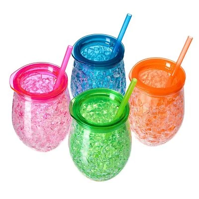 Linda Forma Congelador Escarchado Tazas de Hielo con Pajita Transparente 11.8oz Juego de 4 Rojo Verde Azul Foto 1 de 4