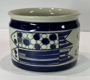 Rorstrand Marianne Westman 3⅝" Blue & White Fish Jar HTF - Picture 1 of 4