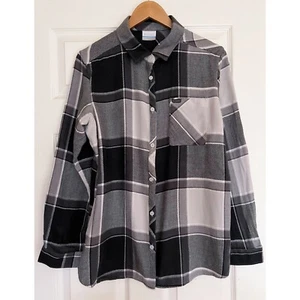 Columbia Flannel Shirt Mens XL Gray Plaid 100% Cotton Long Sleeve Gingham Button - Picture 1 of 7