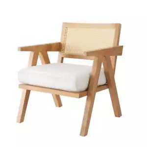 Artiss Armchair Accent Chair Lounge Rattan Velvet Pine - Picture 1 of 7