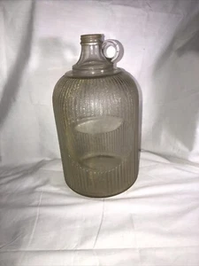 Vintage Clear Glass Ribbed Ripple Striped Jug With Handle Gallon? - Picture 1 of 13