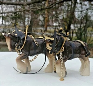 Vintage Miniature CLYDESDALE Budweiser Horse SET of 2 Figurine Statue ❤️sj10m3 - Picture 1 of 7