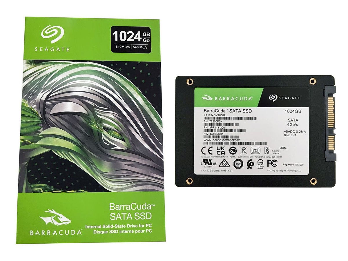 Seagate BarraCuda SATA SSD 1024GB (ZA1024CV1A002)- SATA III 6Gb/s 