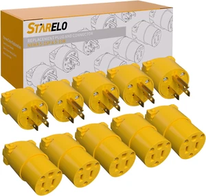 Replacement Plug & Connector Set Extension Cord Ends Yellow Shell 125V 15A 2Pole - Picture 1 of 12