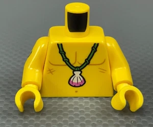 LEGO Yellow Minifigure Torso No Shirt Scars Shell Necklace Anchor Tattoo on Arm - Picture 1 of 5