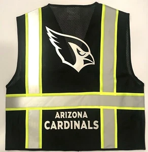 ⚾️ ARIZONA CARDINALS ⚾️ BLACK REFLECTIVE SAFETY VEST W/REFLECTIVE LOGO - Picture 1 of 2