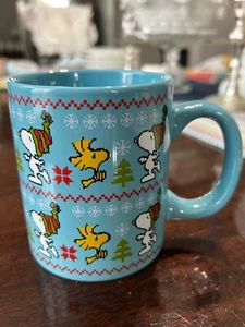 Peanuts Snoopy Woodstock Holiday Coffee Mug 2015 Blue - Picture 1 of 6
