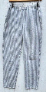 Eileen Fisher Blue Striped Hemp Organic Cotton Blend Straight Leg Pants Size XXS - Picture 1 of 6