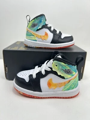 Jordan 1 Mid SE (TD) мульти размер черный/белый командный оранжевый DJ6564 038 быстрая доставка РЕДКИЙ! - Изображение 1 из 4