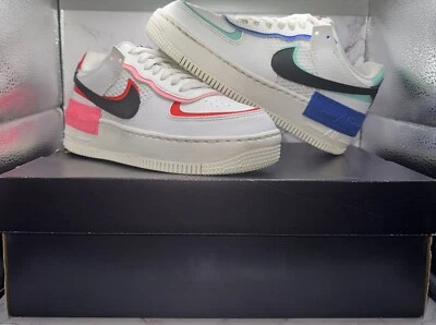 Nike Air Force 1 Shadow Womens Sz 5.5  White/Multicolor Pink Blue DH1965-100 - Image 1 of 4
