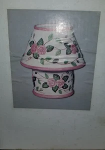 Ceramic Roses Medium Candle Holder Lamp And Bottom Dish New 7.5” Vtg - Picture 1 of 4