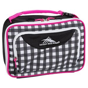 HIGH SIERRA White/Blk/Pink Plaid INSULATED Lunch Bag Girls One size FREE SHIPP