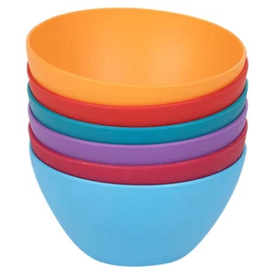 6x High-Quality Small Deep Round Reusable Solid Color Plastic Bowls - Picture 1 of 21