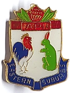 API EASTERN SUBURBS ROOSTERS & SOUTH SYDNEY RABBITOHS RUGBY LEAGUE BADGE / PIN - Picture 1 of 3