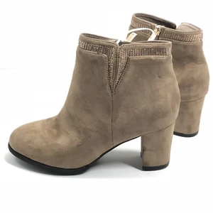 New Lov Mark | Nordstrom Women's Taupe Suede Booties Jax by - Size 10 Boots - Picture 1 of 4
