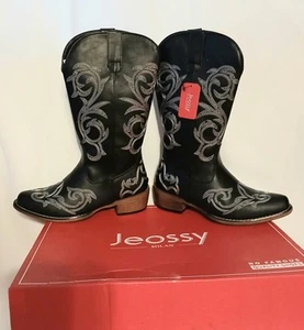Botas vaqueras occidentales negras Jeossy para mujer talla 6 nuevas con caja - Imagen 1 de 7