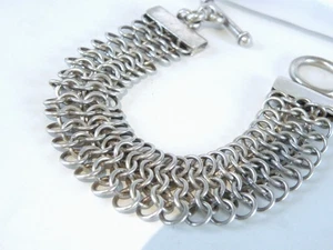 Vintage Sterling Silber 925 Kettenhemd Kette Gliederarmband 7" - Bild 1 von 24
