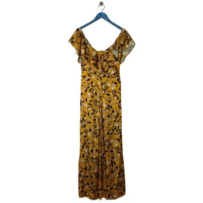 Mono TULAROSA Ashlyn Caléndula Floral Satén Hombro Descubierto Volantes Talla Pequeña Foto 1 de 4