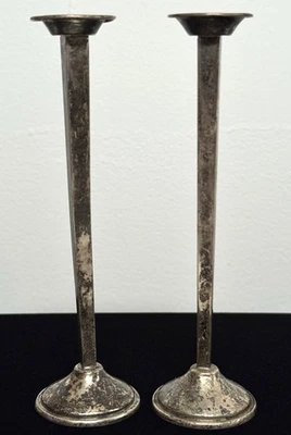 Vintage Cartier Sterling Weighted Candlestick Pair Antique Art Deco VTG 925 - Image 1 of 4