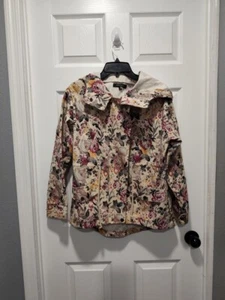 Margot Floral Hooded Full Zip Snap Button Coat Jacket With Pockets Size XSMALL - Picture 1 of 17