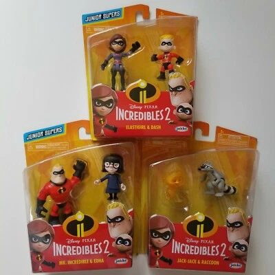 Новые 3 Комплекта Позируемых Фигурок НЕВЕРОЯТНЫЕ 2 Elastigirl Dash Mr Incredible Edna Jack - Изображение 1 из 4