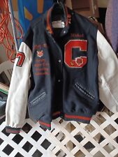 Vintage 80s Powers High School Letterman Varsity Jacket Size 2X Chain Stitch