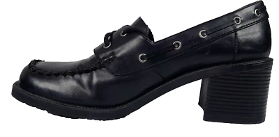 Mudd Mujer Pantera Mocasines Oxford Con Cordones Tacón Merlín Zapato Negro Talla 7.5 M Foto 1 de 4