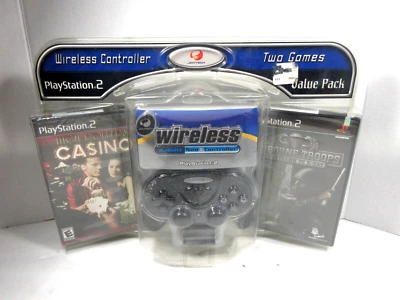 PS2 Joy-Tech Wireless NEO X Controller 2 Games Value Pack Airborne Troops Casino - Image 1 of 4