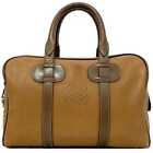 Loewe Mini Boston Bag Camel Brown Anagram Leather Used Vintage Logo Handbag Zipp