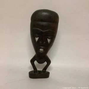 Vintage afrikanische Stammesmaske aus geschnitztem Holz - Bild 1 von 7