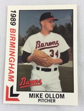 1989 Birmingham Barons - Southen League BEST Baseball Card - Mike Ollom