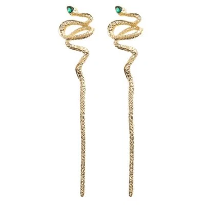 2pcs Japanese Gold Snake Hairpin Chopsticks Hair Sticks Bun Accessories Shawl - Image 1 of 4