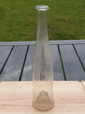 TRES RARE petite bouteille spiralé 18ème ancienne verre soufflé Twirled bottle - Photo 1/4