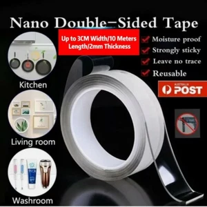 1-2PCS Double-Side Nano Tape Gel Traceless Clear Invisible Adhesive Transparent - Picture 1 of 13