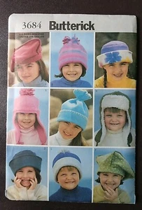 Butterick 3684 Childrens Hats 8 Looks Sizes S,M,L UNCUT Sewing Pattern  - Picture 1 of 2